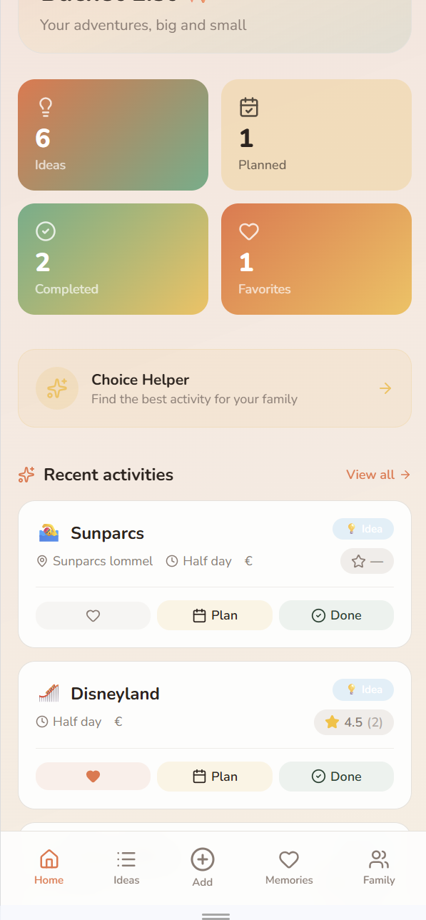 Add activity screen